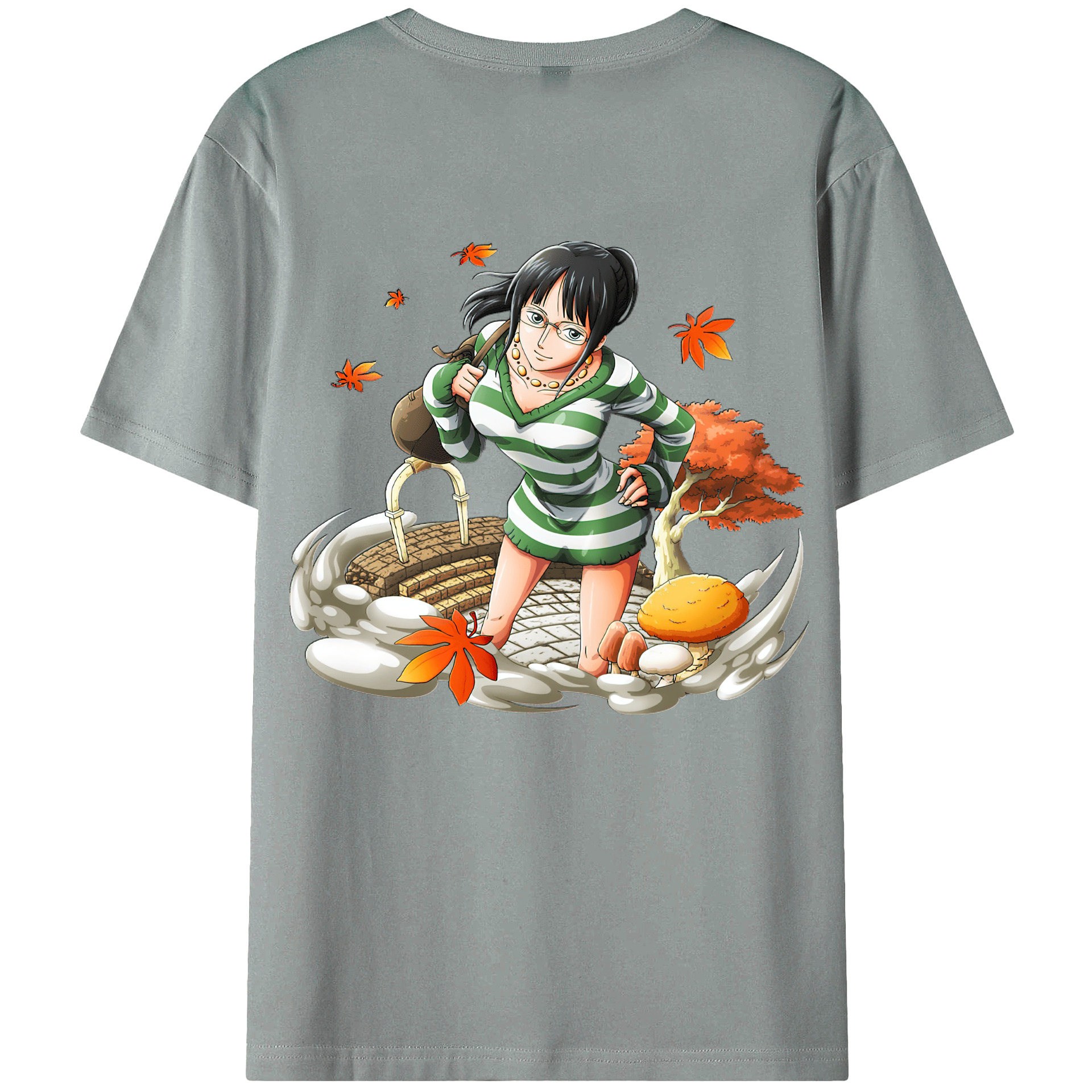 ワンピース ニコ・ロビン ONE PIECE Nico Robin 綿100％ メンズ半袖Tシャツ（バックプリント） 通気性